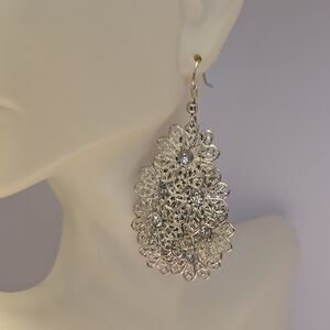 Elegant Silver Floral Earrings